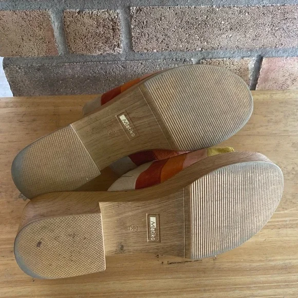 Anthropologie Matiko Womens Size 8 Wooden Mules Multicolor Slide Clog Sandals - Picture 12 of 13